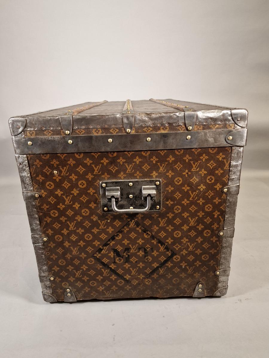 Large Vintage French Trunk Louis Vuitton Style Coffee Table 