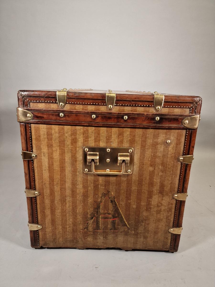 1870s Louis Vuitton Striped Canvas Trunk.Malle Louis Vuitton