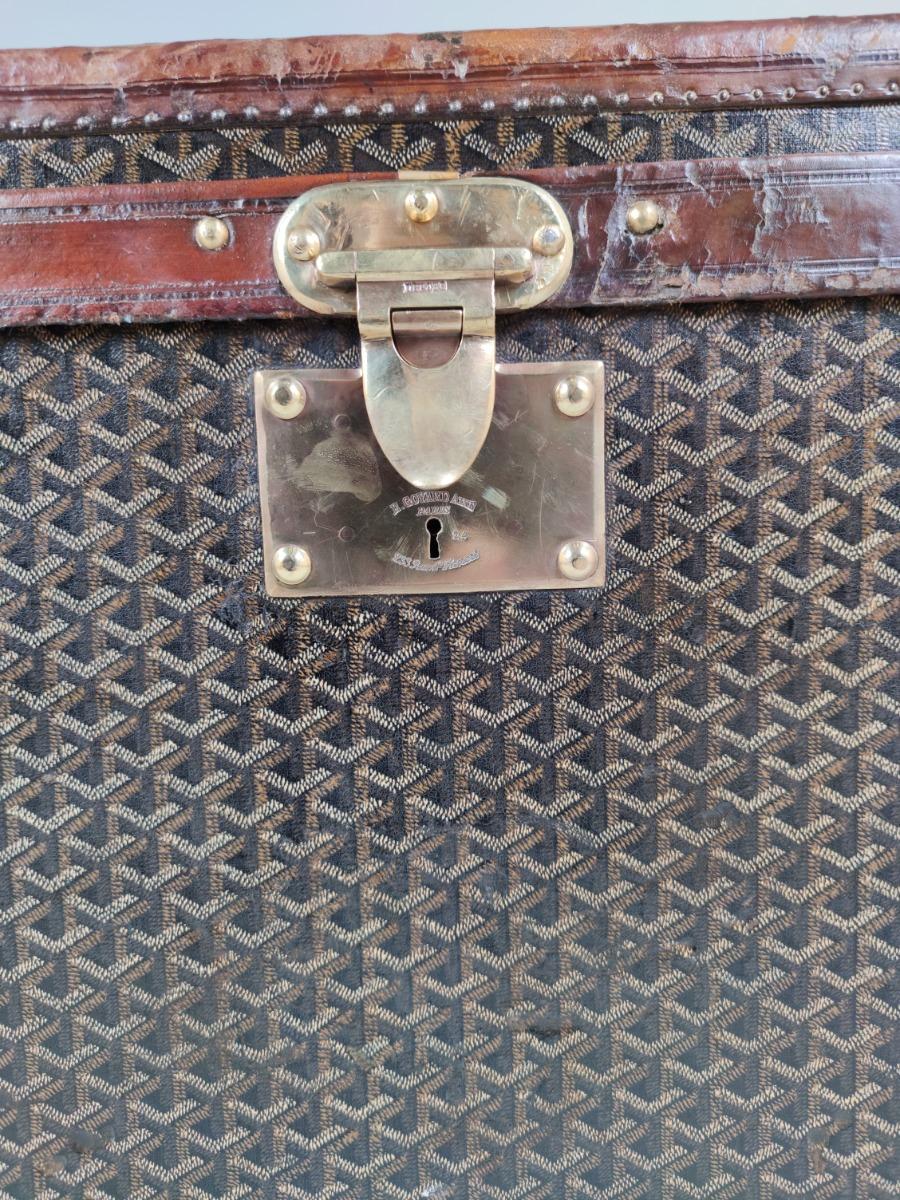 Antique 20th Century Leather Goyard Suitcase, Paris, circa 1930